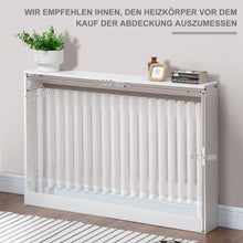 Laden Sie das Bild in den Galerie-Viewer, Heizkörperabdeckung mit Lamellendesign & Ablagefläche – Weiß, 120 cm