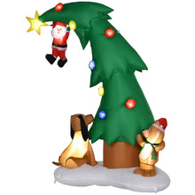 Laden Sie das Bild in den Galerie-Viewer, Aufblasbarer Weihnachtsbaum Weihnachtsmann 223 cm mit Hund und Teddy IP44 LED Selbstaufblasend
