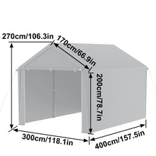 Laden Sie das Bild in den Galerie-Viewer, Autozelt Garagenzelt mit Seitenwänden und Rolltor. UV-Schutz. Verschiedene Größen. Weiß oder Grau.