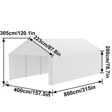 Laden Sie das Bild in den Galerie-Viewer, Autozelt Garagenzelt mit Seitenwänden und Rolltor. UV-Schutz. Verschiedene Größen. Weiß oder Grau.
