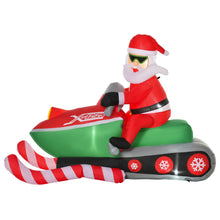 Laden Sie das Bild in den Galerie-Viewer, Aufblasbarer Weihnachtsmann auf Snowmobil 1,6 m Nikolaus Santa LED IP44 Polyester