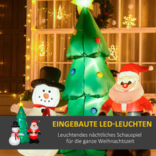 Laden Sie das Bild in den Galerie-Viewer, Aufblasbarer Weihnachtsbaum 1,85m mit Weihnachtsmann und Schneemann mit Lichtern Christbaum