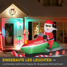 Laden Sie das Bild in den Galerie-Viewer, Aufblasbarer Weihnachtsmann auf Snowmobil 1,6 m Nikolaus Santa LED IP44 Polyester