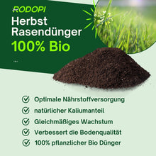 Laden Sie das Bild in den Galerie-Viewer, Rasendünger Herbst spezial. Kaliumreich, staubarmes Granulat. Bio-Rasendünger. 3kg,7kg, 20kg.