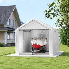 Laden Sie das Bild in den Galerie-Viewer, Autozelt Garagenzelt mit Seitenwänden und Rolltor. UV-Schutz. Verschiedene Größen. Weiß oder Grau.