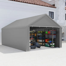Laden Sie das Bild in den Galerie-Viewer, Autozelt Garagenzelt mit Seitenwänden und Rolltor. UV-Schutz. Verschiedene Größen. Weiß oder Grau.
