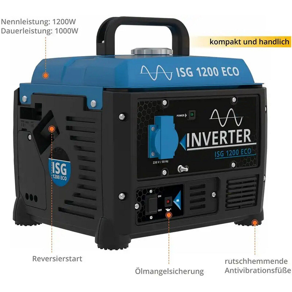 STAHLMANN Stromerzeuger Stromgenerator, GP 3800I – Notstromaggregat Benzin 3800 Watt, leise und STAHLMANN Stromerzeuger Stromgenerator, GP 3800I – Notstromaggregat Benzin 3800 Watt, leise und