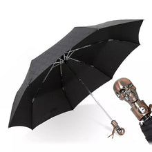 Laden Sie das Bild in den Galerie-Viewer, Stylischer Skull Regenschirm, automatik. Silber-Schwarz oder Bronze-Schwarz