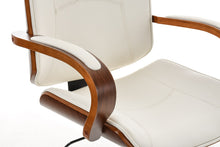 Laden Sie das Bild in den Galerie-Viewer, Designer-Bürostuhl DYTON Chefsessel Leder-Holz-Kombination