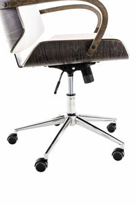 Designer-Bürostuhl DYTON Chefsessel Leder mit grauer Holz-Kombination