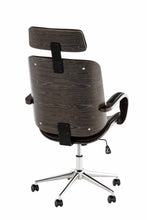 Laden Sie das Bild in den Galerie-Viewer, Designer-Bürostuhl DYTON Chefsessel Leder mit grauer Holz-Kombination