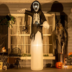 Aufblasbares Geisterskelett Halloweendeko mit Gebläse 1,40 x 1,05 x 2,70 m