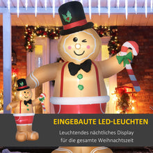 Laden Sie das Bild in den Galerie-Viewer, Aufblasbarer Lebkuchenmann, 238 cm mit LED-Beleuchtung. Weihnachten Deko Luftfigur wetterfest