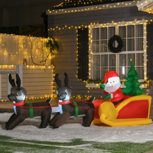 Laden Sie das Bild in den Galerie-Viewer, Aufblasbarer Weihnachtsmann mit zwei Rentieren auf Schlitten, 120 cm hoch und 210 cm breitmit LED-Beleuchtung. Weihnachten Deko Luftfigur