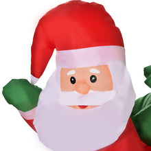 Laden Sie das Bild in den Galerie-Viewer, Aufblasbarer Weihnachtsmann mit zwei Rentieren auf Schlitten, 120 cm hoch und 210 cm breitmit LED-Beleuchtung. Weihnachten Deko Luftfigur