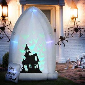 Aufblasbarer Grabstein Halloweendeko mit Lichtprojektion und Gebläse 1,50 x 0,90 x 2,10 m