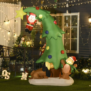 Aufblasbarer Weihnachtsbaum Weihnachtsmann mit LED-Beleuchtung, selbstaufblasend, 223cm