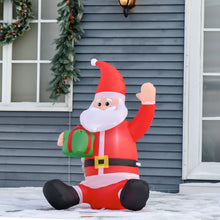 Laden Sie das Bild in den Galerie-Viewer, Aufblasbarer Weihnachtsmann sitzend mit Geschenk, 120 cm mit LED-Beleuchtung. Weihnachten Deko Luftfigur