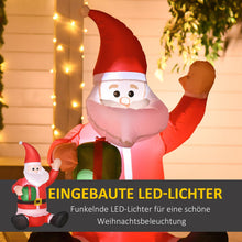 Laden Sie das Bild in den Galerie-Viewer, Aufblasbarer Weihnachtsmann sitzend mit Geschenk, 120 cm mit LED-Beleuchtung. Weihnachten Deko Luftfigur