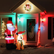 Laden Sie das Bild in den Galerie-Viewer, Aufblasbarer Weihnachtsmann mit Hund, 157cm mit LED-Beleuchtung. Weihnachten Deko Luftfigur