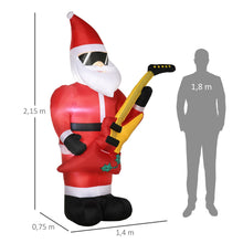 Laden Sie das Bild in den Galerie-Viewer, Aufblasbarer Weihnachtsmann mit Gitarre, 215cm mit LED-Beleuchtung. Weihnachten Deko Luftfigur