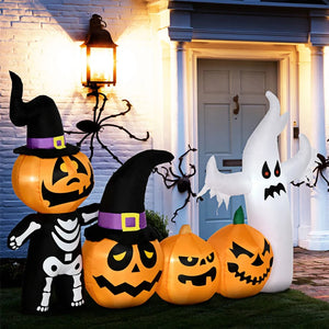 Aufblasbare Geisterfamilie Halloweendeko mit Gebläse 2,55 x 0,40 x 1,30 m