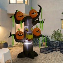 Laden Sie das Bild in den Galerie-Viewer, Aufblasbarer riesiger Spukbaum mit Kürbissen, 240 cm mit LED-Beleuchtung. Halloween Deko Luftfigur