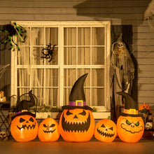 Laden Sie das Bild in den Galerie-Viewer, Aufblasbar Halloween-Gartendeko Kürbisfamilie mit Gebläse wetterfest 2,45 x 0,60 x 1,25 m