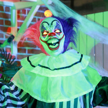 Laden Sie das Bild in den Galerie-Viewer, Halloween Dekoration Stehender Clown 173cm mit LED-Lichter Soundeffekt, pink und lila