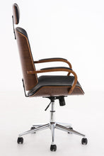 Laden Sie das Bild in den Galerie-Viewer, Lager-Räumungs-Aktion: Designer-Bürostuhl DYTON Chefsessel Leder-Holz-Kombination (Netto 139,-)