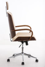 Laden Sie das Bild in den Galerie-Viewer, Lager-Räumungs-Aktion: Designer-Bürostuhl DYTON Chefsessel Leder-Holz-Kombination (Netto 139,-)
