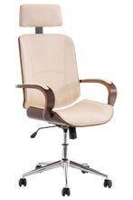 Laden Sie das Bild in den Galerie-Viewer, Lager-Räumungs-Aktion: Designer-Bürostuhl DYTON Chefsessel Leder-Holz-Kombination (Netto 139,-)