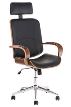 Laden Sie das Bild in den Galerie-Viewer, Lager-Räumungs-Aktion: Designer-Bürostuhl DYTON Chefsessel Leder-Holz-Kombination (Netto 139,-)