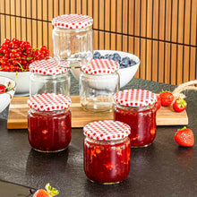 Laden Sie das Bild in den Galerie-Viewer, Einmachglas Karo-Design, 425 ml, rund, 6er/12er/24er/48er Set