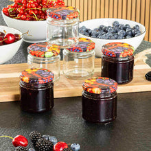 Laden Sie das Bild in den Galerie-Viewer, Einmachglas Obst-Design, 210 ml, rund, 6er/12er/24er/48er Set