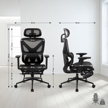 Laden Sie das Bild in den Galerie-Viewer, RESTO ergonomischer und vielfach einstellbarer Chefsessel, Bürostuhl, Mesh-Stoff, schwitzfrei.