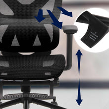 Laden Sie das Bild in den Galerie-Viewer, RESTO ergonomischer und vielfach einstellbarer Chefsessel, Bürostuhl, Mesh-Stoff, schwitzfrei.