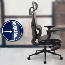 Laden Sie das Bild in den Galerie-Viewer, RESTO ergonomischer und vielfach einstellbarer Chefsessel, Bürostuhl, Mesh-Stoff, schwitzfrei.