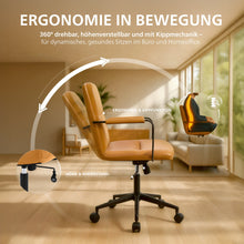 Laden Sie das Bild in den Galerie-Viewer, Bürostuhl HILDE, echtes Büffelleder, ergonomisch, belastbar bis 120 kg