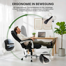 Laden Sie das Bild in den Galerie-Viewer, Massagesessel als Leder-Chefsessel RUBIN mit Liegefunktion. Bis 150 kg.