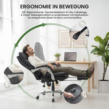 Laden Sie das Bild in den Galerie-Viewer, Massagesessel als Leder-Chefsessel SIMBA mit Liegefunktion. Bis 150 kg.