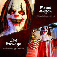 Laden Sie das Bild in den Galerie-Viewer, Halloween Dekoration Stehender Clown 165cm mit Licht- und Soundeffekt