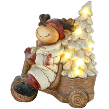 Laden Sie das Bild in den Galerie-Viewer, Weihnachtsdeko, Rentier mit Weihnachtsbaum, warme LED-Beleuchtung, Batteriebetrieb, In- und Outdoor, 44 cm