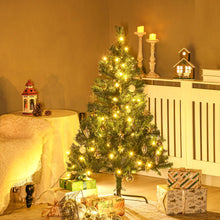 Laden Sie das Bild in den Galerie-Viewer, Weihnachtsbaum 120 cm, inkl. warmweißer LED-Kette und Baumschmuck, 307 Spitzen
