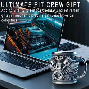 V8-Motor-Design Kaffeetasse – Handgefertigtes Highlight für Auto-Enthusiasten