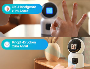 Überwachungskamera mit 2 Doppel-Objektiv und Bildschirm 6MP WLAN PTZ HD IP Kamera PIR Schwenkbar