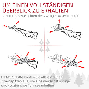 Weihnachtsbaum mit LED-Beleuchtung und Kunstschnee – 1,8 m, flammenhemmend, stabiler Metallfuß
