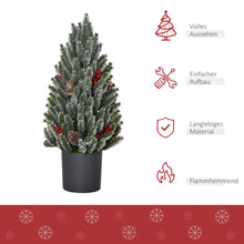 Laden Sie das Bild in den Galerie-Viewer, Mini-Weihnachtsbaum – 50 cm mit Tannenzapfen, roten Beeren und Übertopf