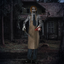 Laden Sie das Bild in den Galerie-Viewer, Animierte Halloween-Dekoration – Kettensägenmörder mit Sound &amp; LED, 170 cm