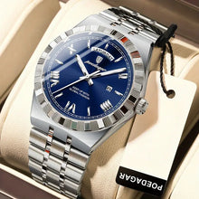 Laden Sie das Bild in den Galerie-Viewer, Elegante Herren-Armbanduhr, Stahlband. Mit Wochentag-Anzeige. 3 Modelle.